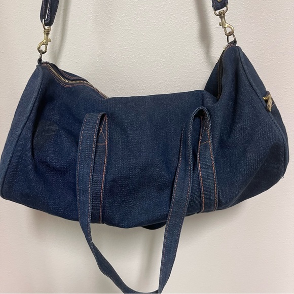 Denim Duffle Bag Vintage Made in Hong Kong - Picture 5 of 9
